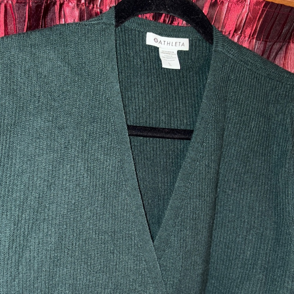Athleta Deep Hunter Green Cross over Sweater